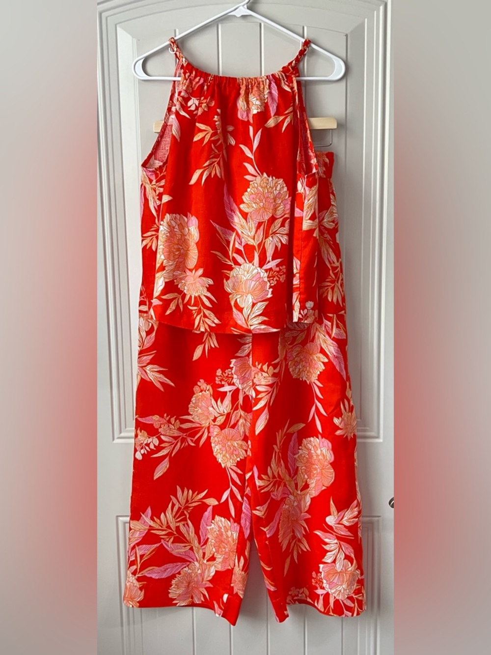 Cynthia Rowley Linen Matching Set Floral Top Wide Leg Pants Size M Resort - Picture 13 of 13